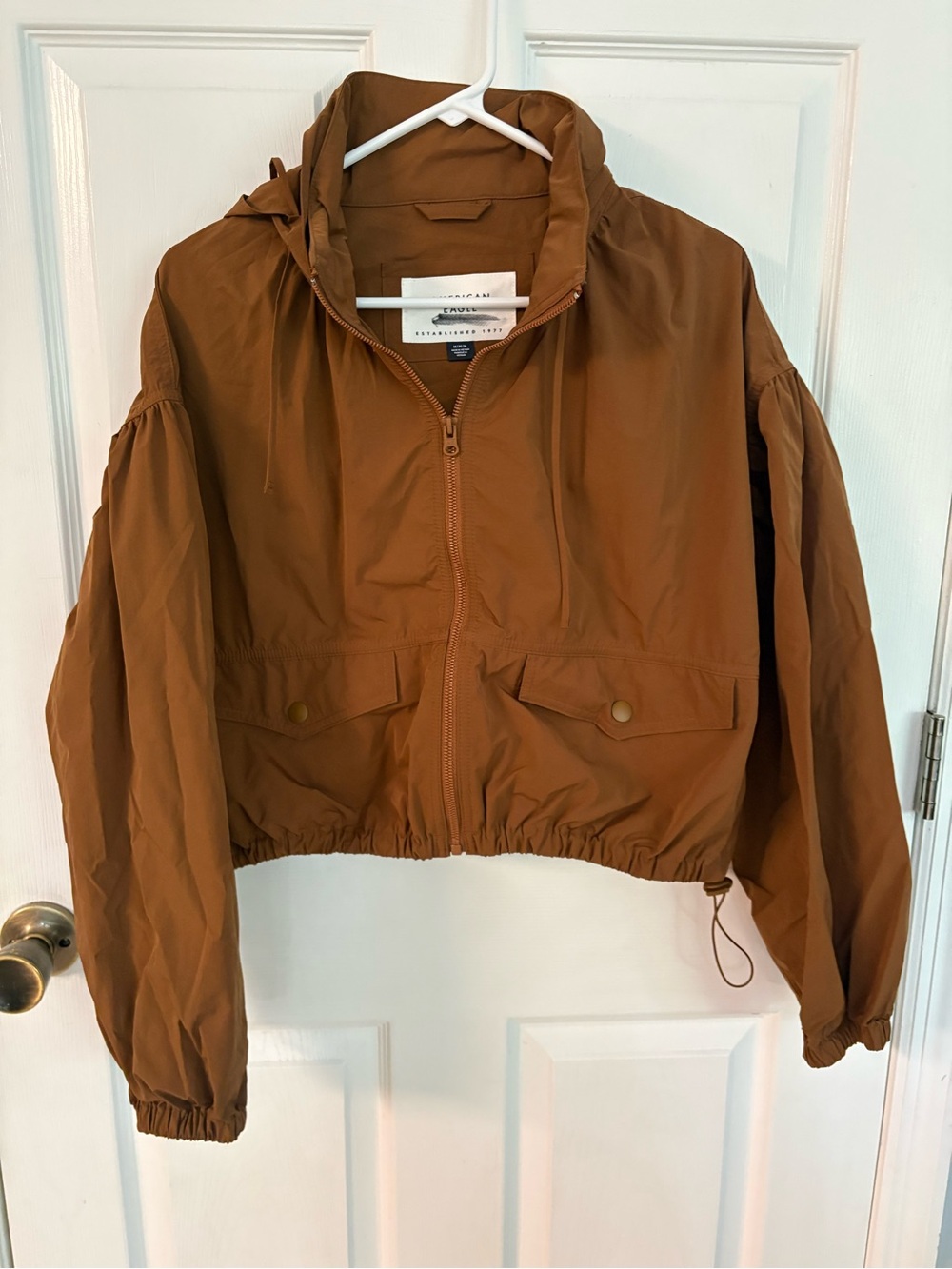 NEW American Eagle Outfitters Cropped Bomber Jacket - Brown